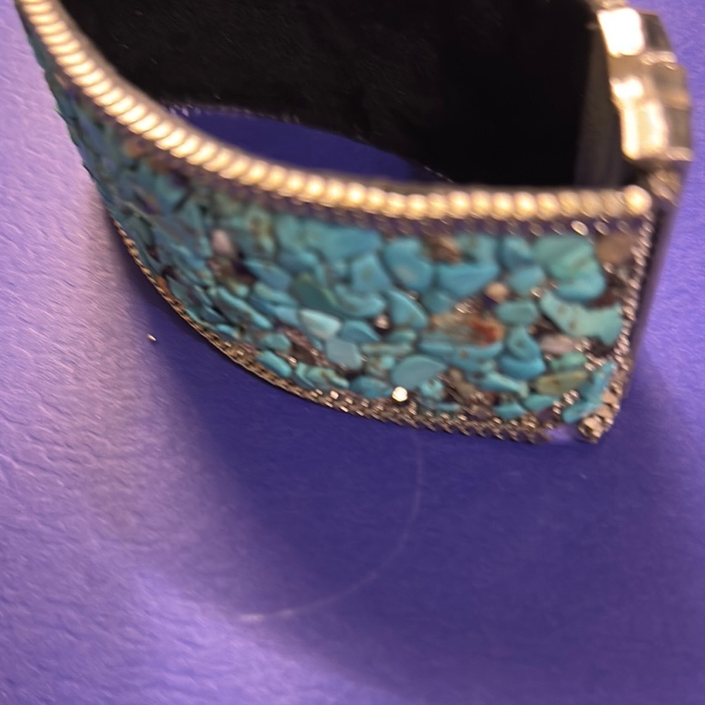 Turquoise Chip Wide Bracelet - Women Jewelry